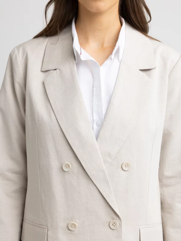 Marynarka damska z dodatkiem lnu beżowa Marylia 800