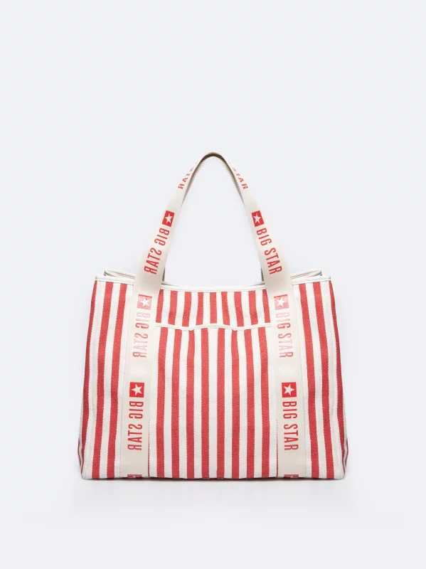 Torba damska z tkaniny w paski czerwona Mavia 603