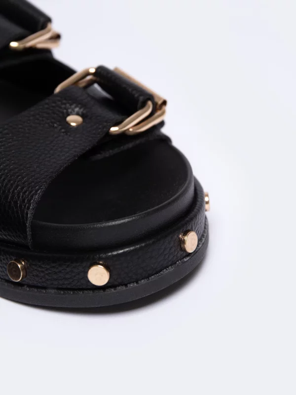 Klapki damskie na podwyższonej podeszwie czarne NN274082 906