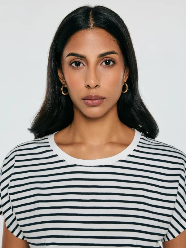 Koszulka damska w paski biało-granatowa Aleksa 403