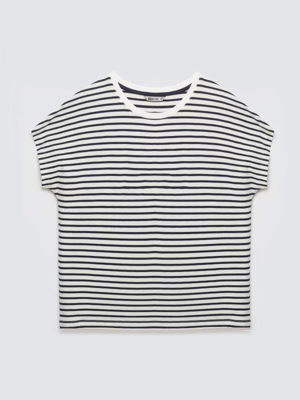 Koszulka damska w paski biało-granatowa Aleksa 403