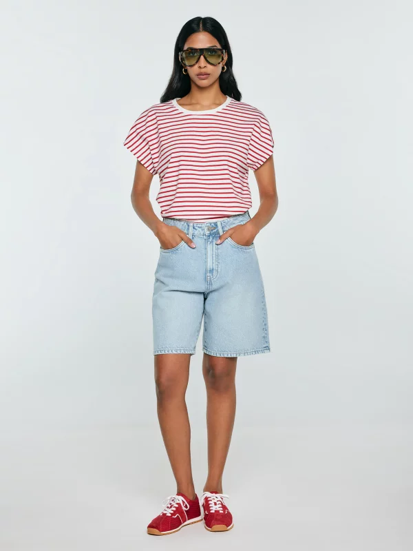 Koszulka damska w paski biało-czerwona Aleksa 603