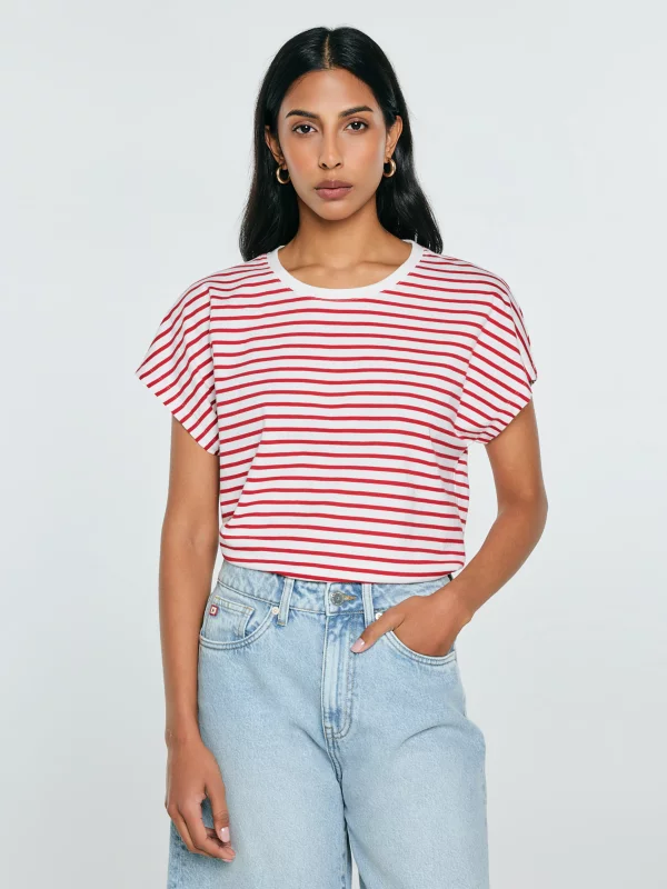 Koszulka damska w paski biało-czerwona Aleksa 603