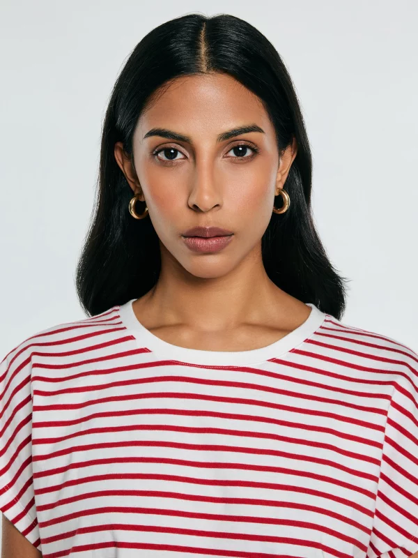 Koszulka damska w paski biało-czerwona Aleksa 603