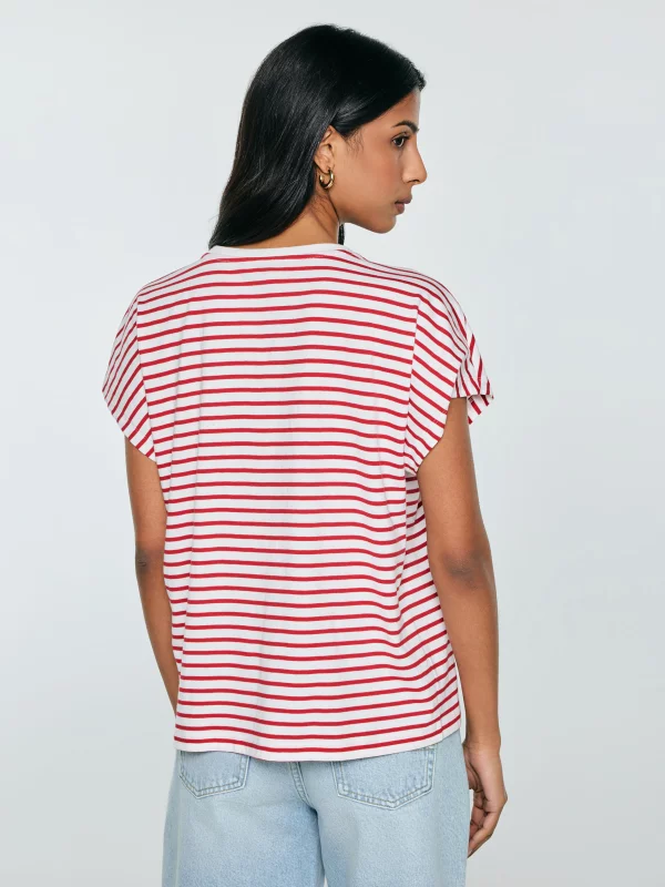 Koszulka damska w paski biało-czerwona Aleksa 603