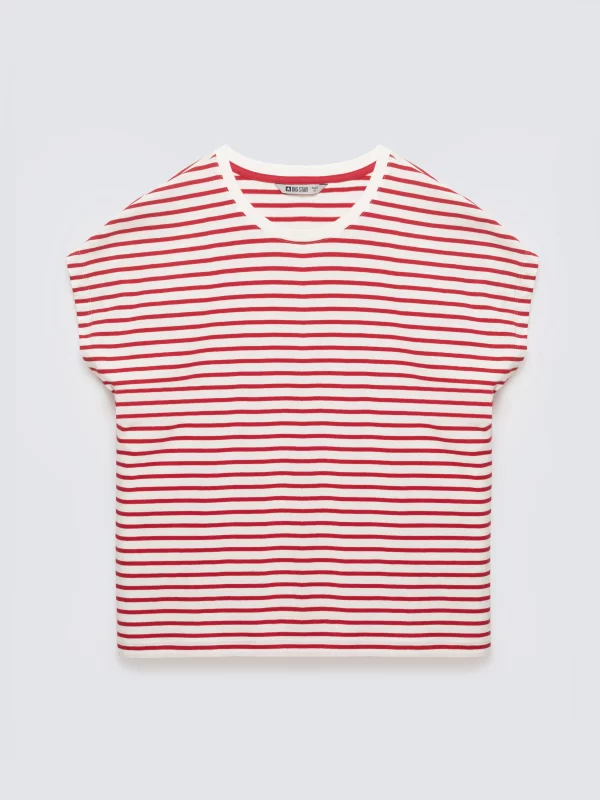 Koszulka damska w paski biało-czerwona Aleksa 603