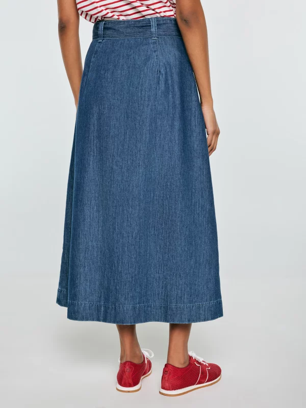 Spódnica damska midi jeansowa rozkloszowana granatowa Bria 544