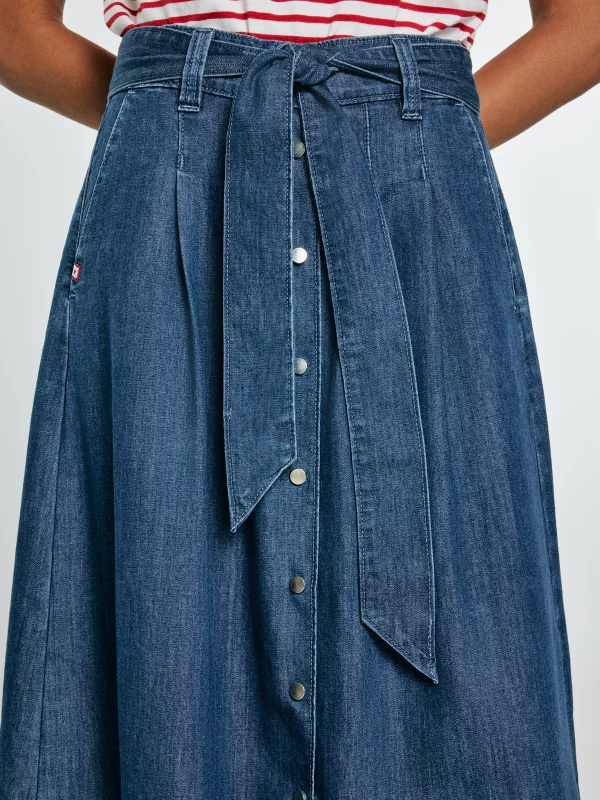 Spódnica damska midi jeansowa rozkloszowana granatowa Bria 544