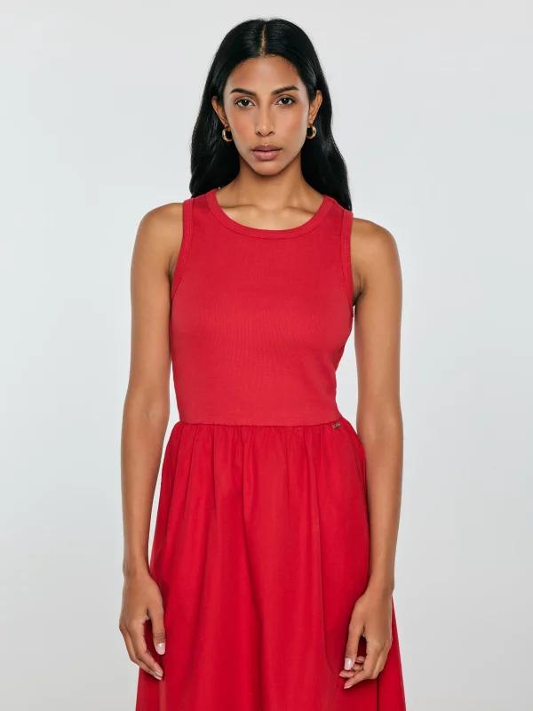 Sukienka damska midi bawełniana czerwona Kamasi 603