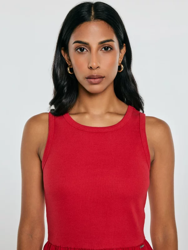 Sukienka damska midi bawełniana czerwona Kamasi 603