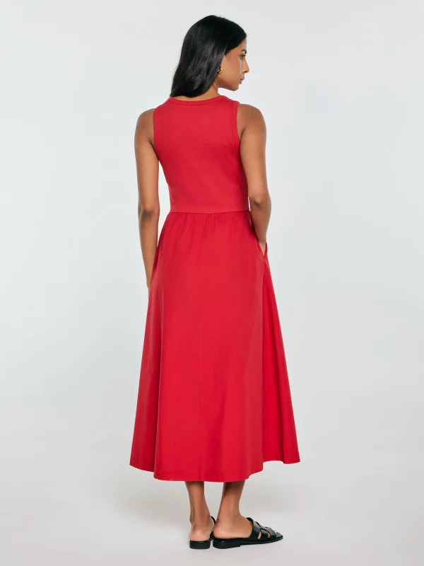 Sukienka damska midi bawełniana czerwona Kamasi 603