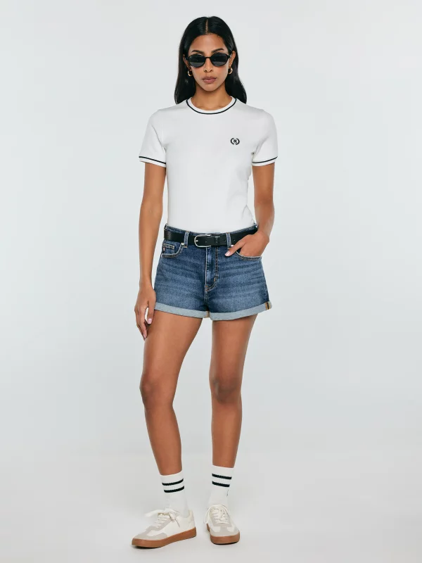 Koszulka damska z kontrastowym wykończeniem biała Lemoure 102