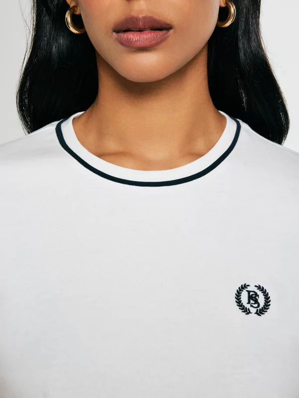 Koszulka damska z kontrastowym wykończeniem biała Lemoure 102