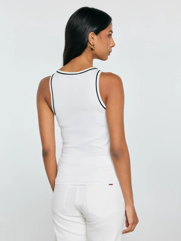 Top damski z kontrastowym wykończeniem biały Lessa 100