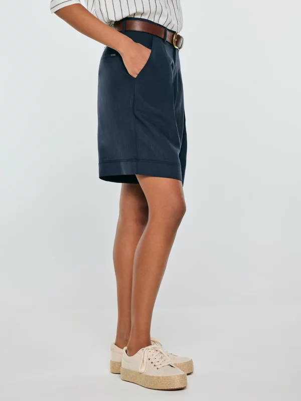 Szorty damskie z domieszką lnu granatowe Maryliana 403