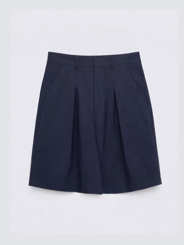 Szorty damskie z domieszką lnu granatowe Maryliana 403