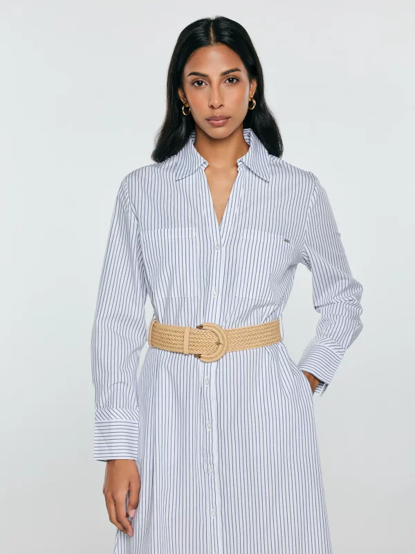 Sukienka damska midi koszulowa jasnoniebieska Merinsa 400