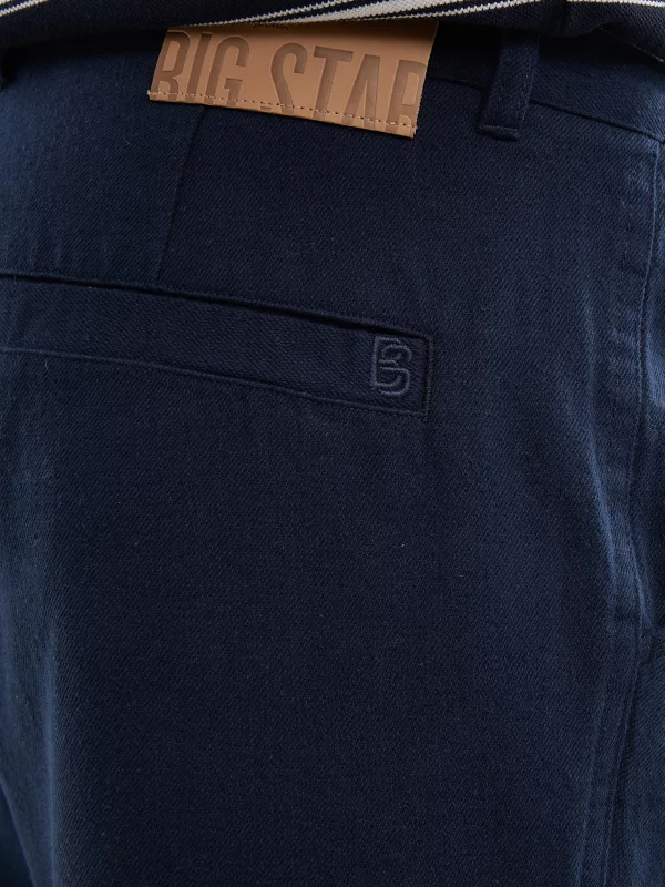 Spodnie męskie loose z dodatkiem lnu granatowe Patrik 403