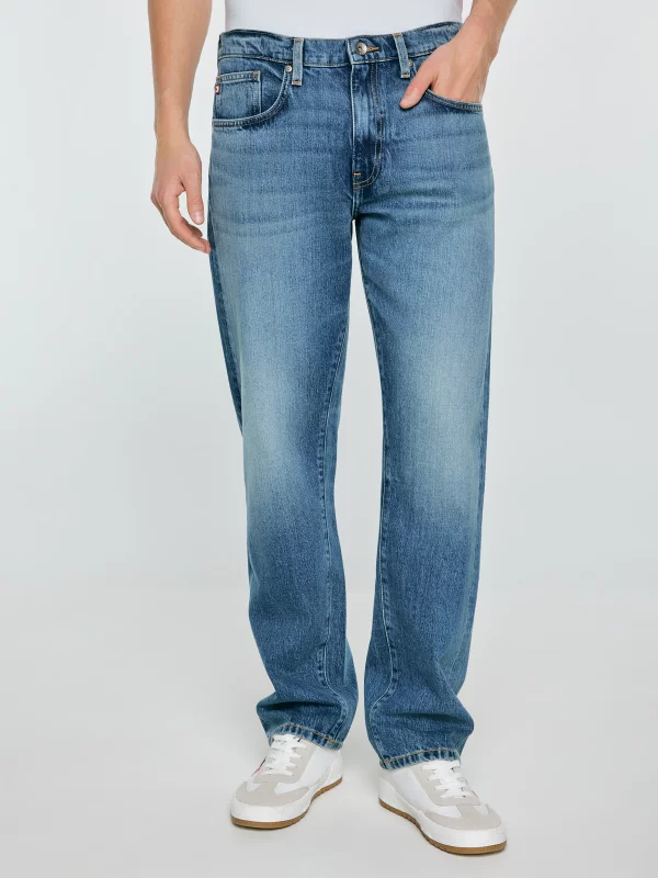 Jeansy męskie z prostą nogawką niebieskie Brandon 191