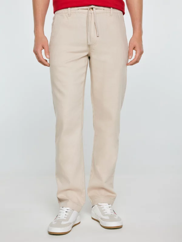 Spodnie męskie lniane perłowe Cabres 103