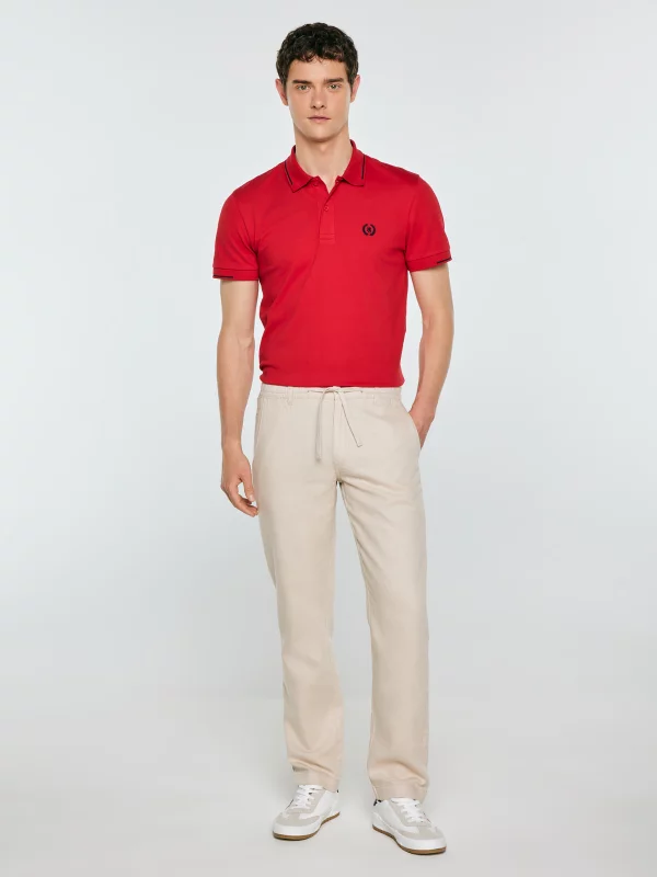 Spodnie męskie lniane perłowe Cabres 103