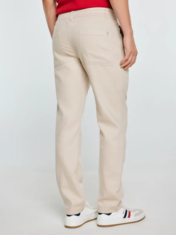 Spodnie męskie lniane perłowe Cabres 103