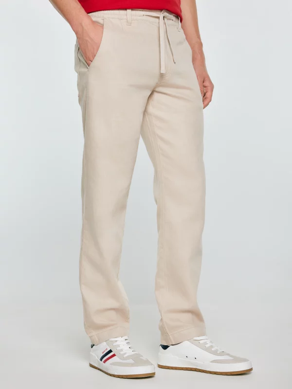 Spodnie męskie lniane perłowe Cabres 103