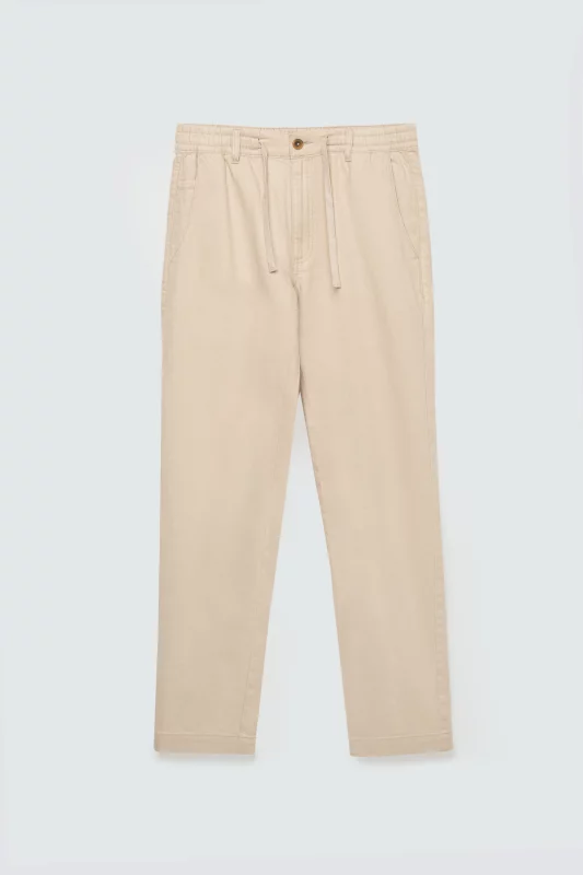 Spodnie męskie lniane perłowe Cabres 103