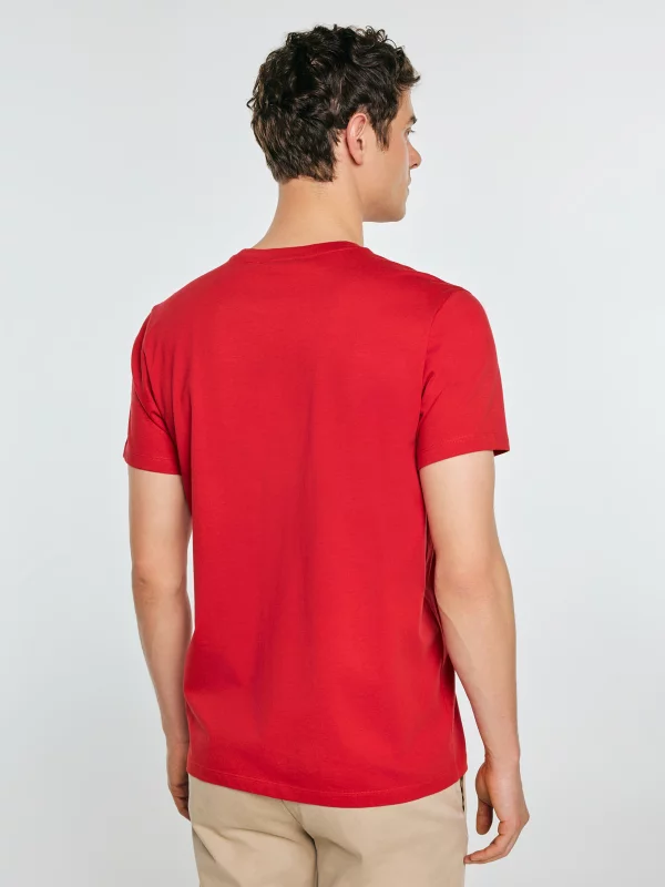 Koszulka męska z kontrastowym nadrukiem czerwona Sers 603