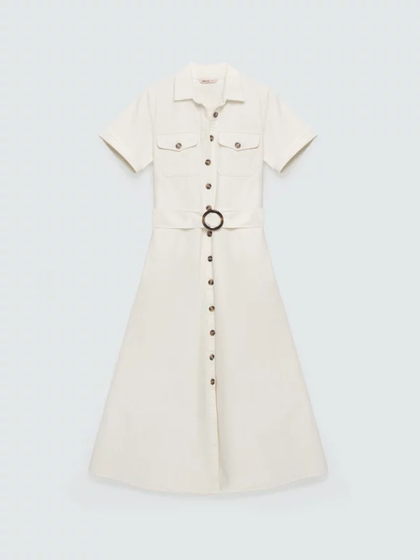 Sukienka damska midi jeansowa trapezowa biała Becca 100