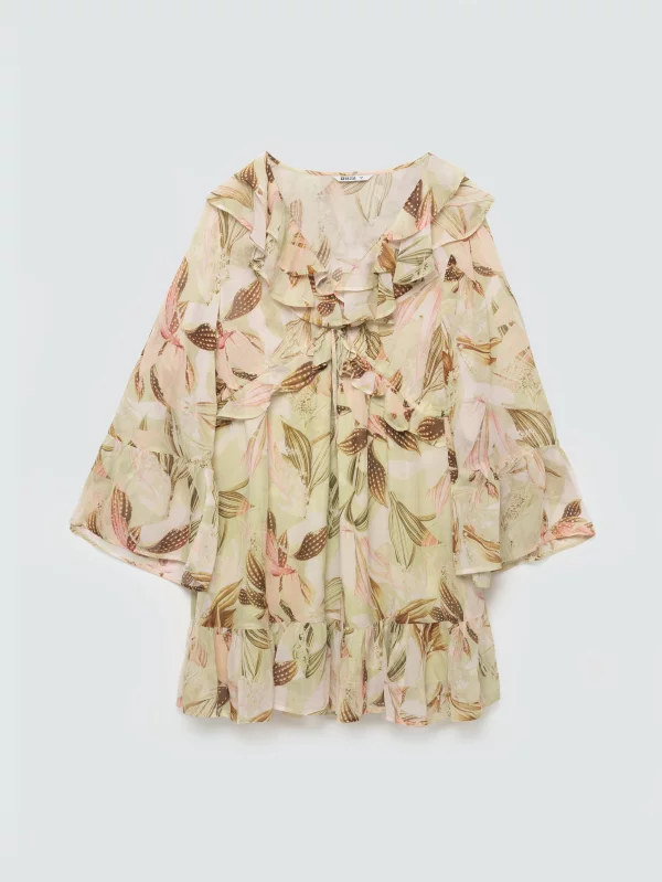 Sukienka damska mini z wiskozy w roślinny wzór Amisi 000