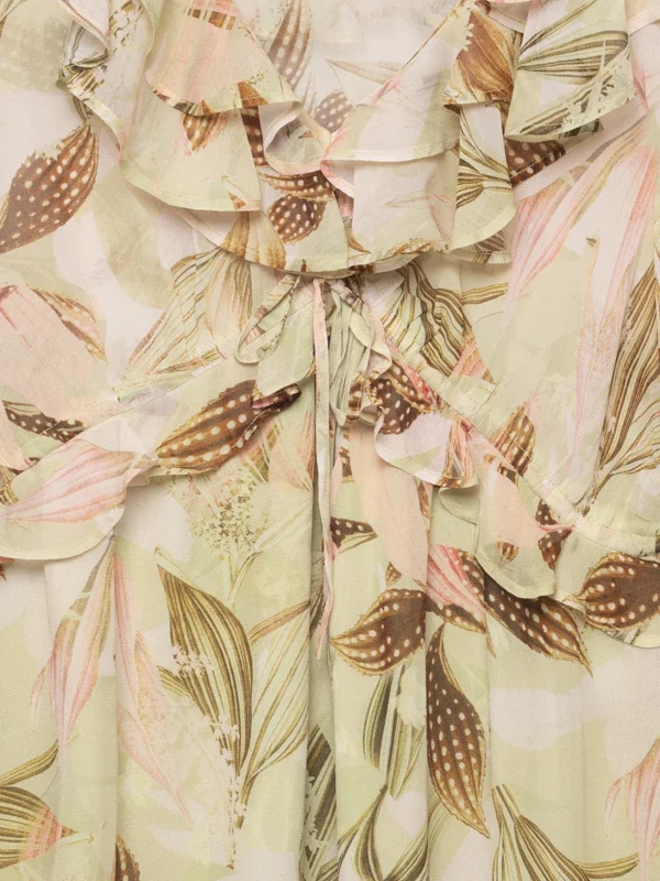 Sukienka damska mini z wiskozy w roślinny wzór Amisi 000