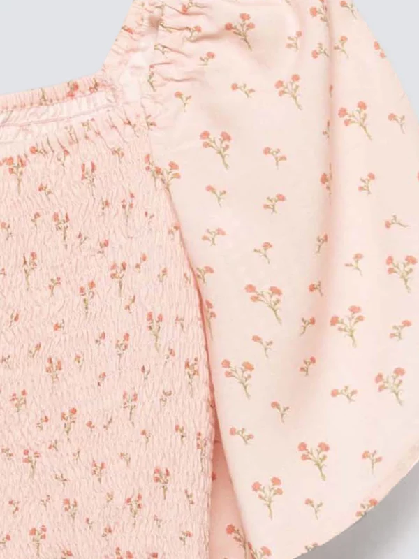 Sukienka damska midi z wiskozy z motywem kwiatowym różowa Bler 600