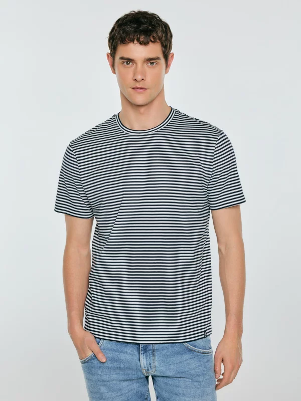 Koszulka męska w paski granatowa Garri 403