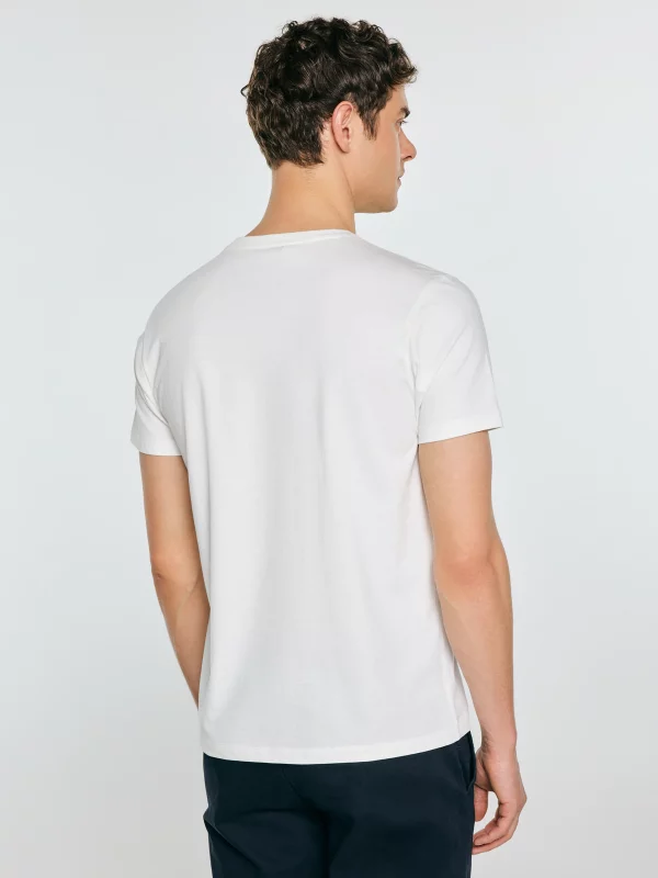 Koszulka męska z kontrastowym nadrukiem biała Kartes 100