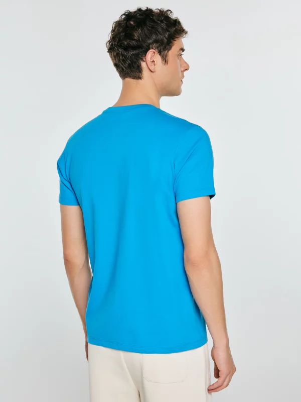 Koszulka męska z kontrastowym nadrukiem niebieska Kartes 401