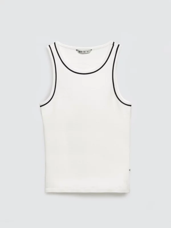 Top damski z kontrastowym wykończeniem biały Lessa 100