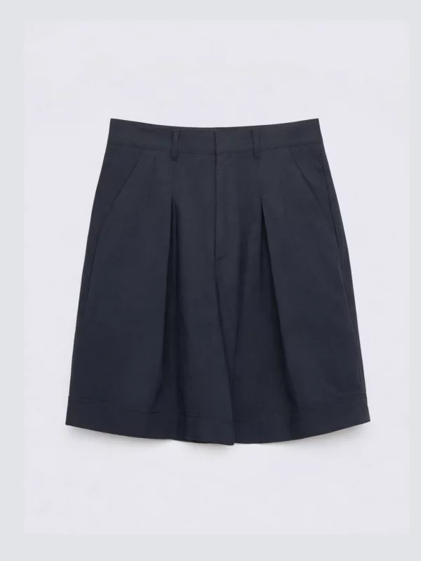 Szorty damskie z domieszką lnu granatowe Maryliana 403