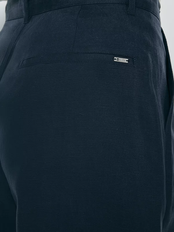 Szorty damskie z domieszką lnu granatowe Maryliana 403