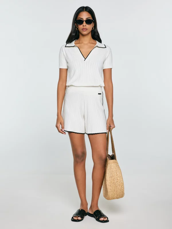 Koszulka damska polo z kontrastowym wykończeniem biała Micka 100