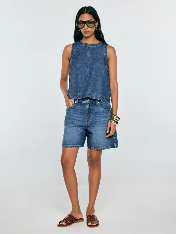 Bluzka damska jeansowa na ramiączkach niebieska Millana 387