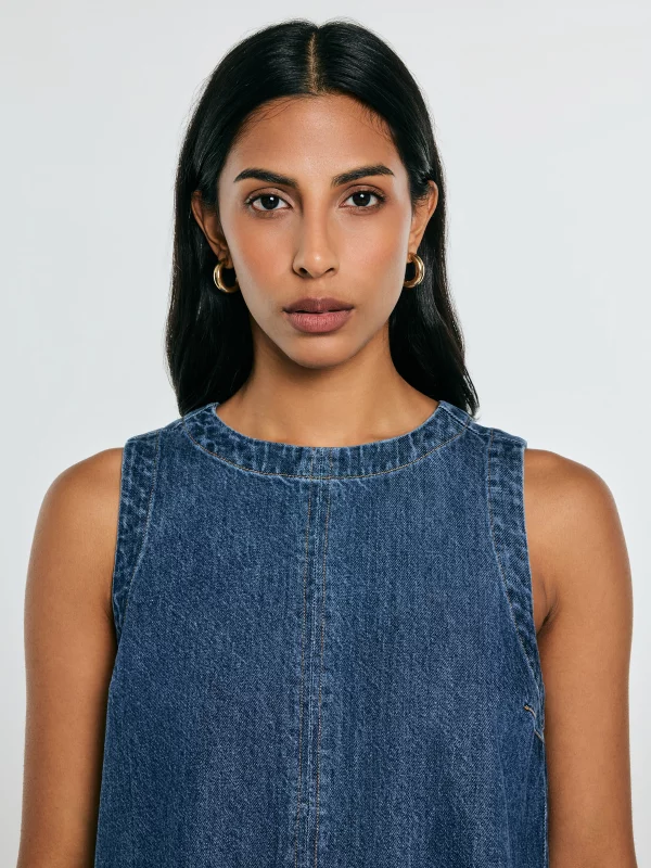 Bluzka damska jeansowa na ramiączkach niebieska Millana 387