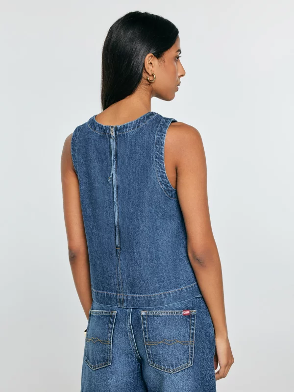 Bluzka damska jeansowa na ramiączkach niebieska Millana 387