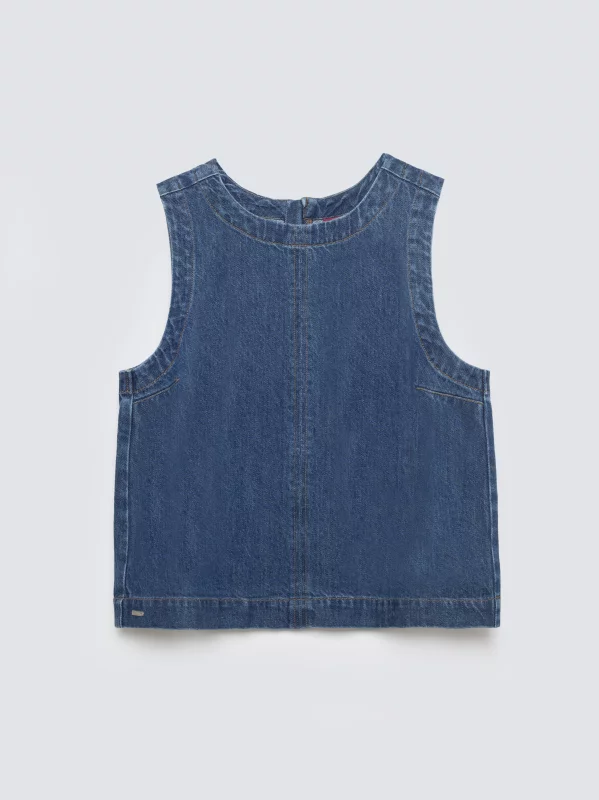 Bluzka damska jeansowa na ramiączkach niebieska Millana 387