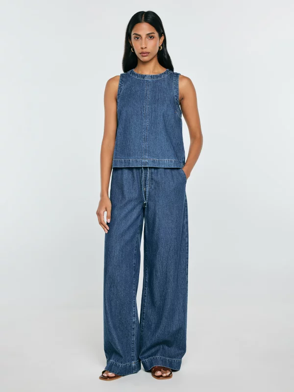 Bluzka damska jeansowa na ramiączkach niebieska Millana 387