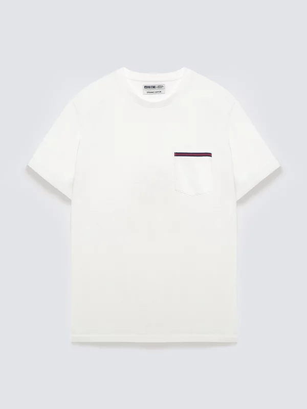 Koszulka męska z kieszonką biała Toms 100