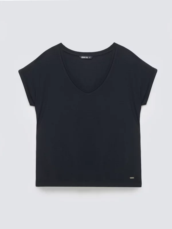 Koszulka damska o luźnym kroju granatowa Valeria 403