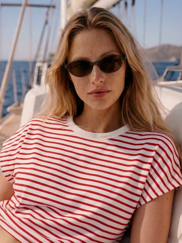 Koszulka damska w paski biało-czerwona Aleksa 603