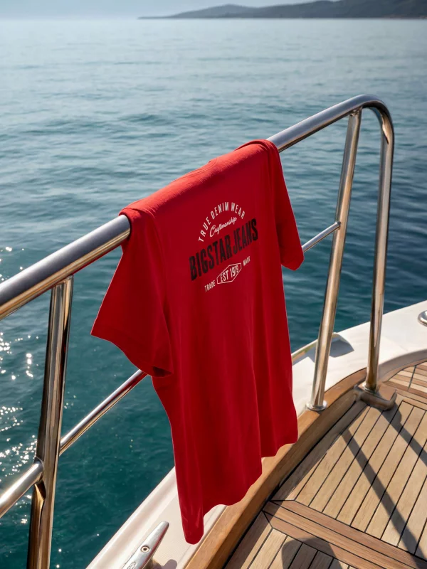 Koszulka męska z kontrastowym nadrukiem czerwona Sers 603