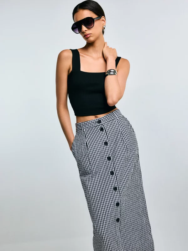 Spódnica damska midi w drobną kratę z guzikami biało-czarna Polli 906